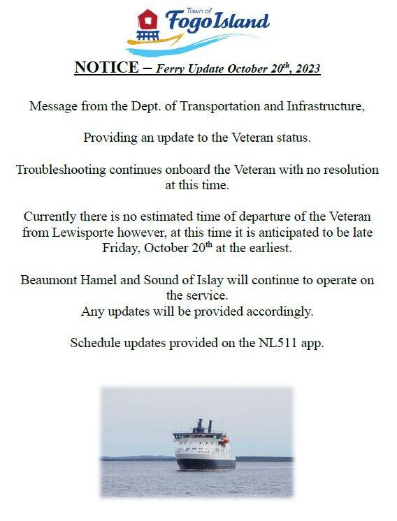 fogo island ferry updates