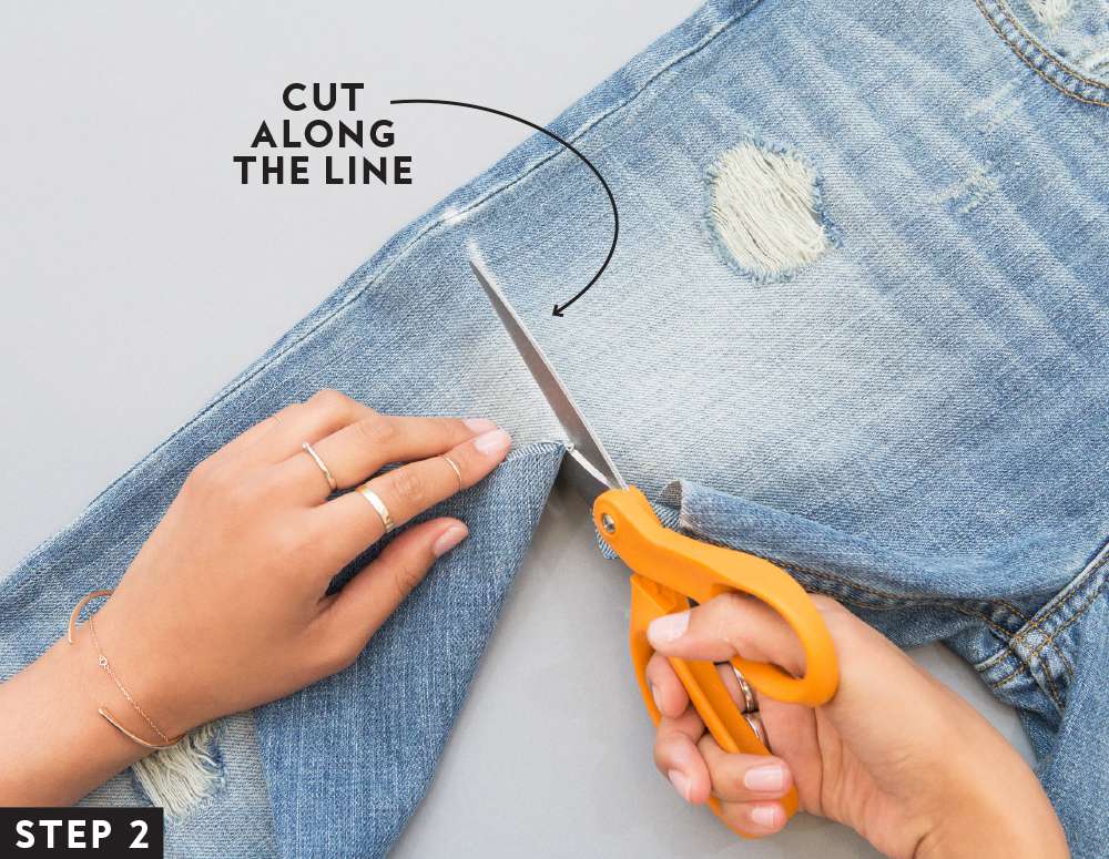 how to cut pants into shorts evenly