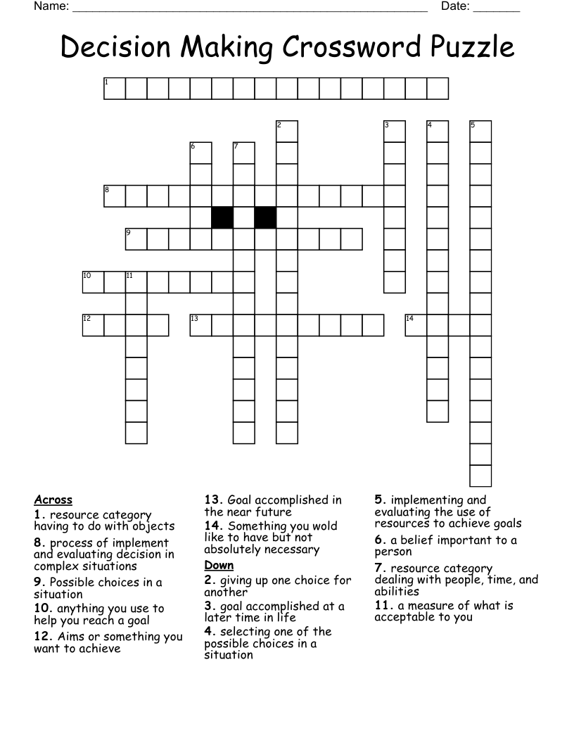 decision crossword clue