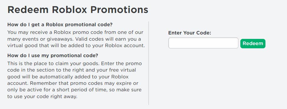 roblox promo code