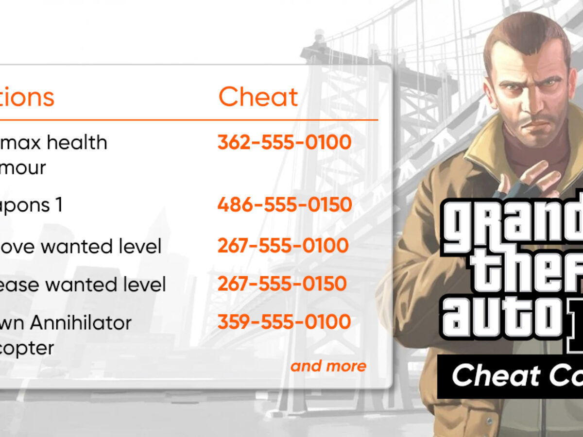 cheat codes for gta 4