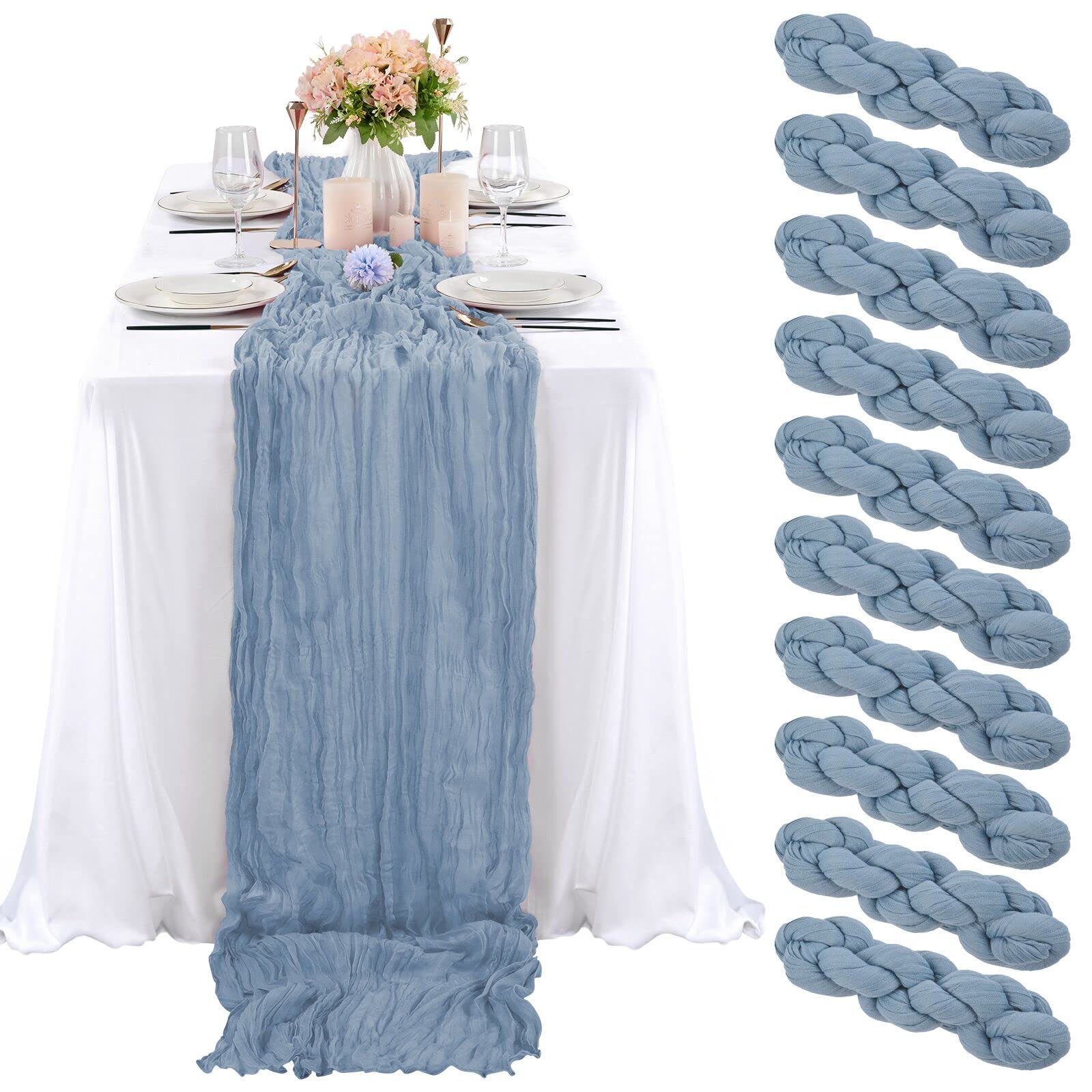 dusty blue table linens