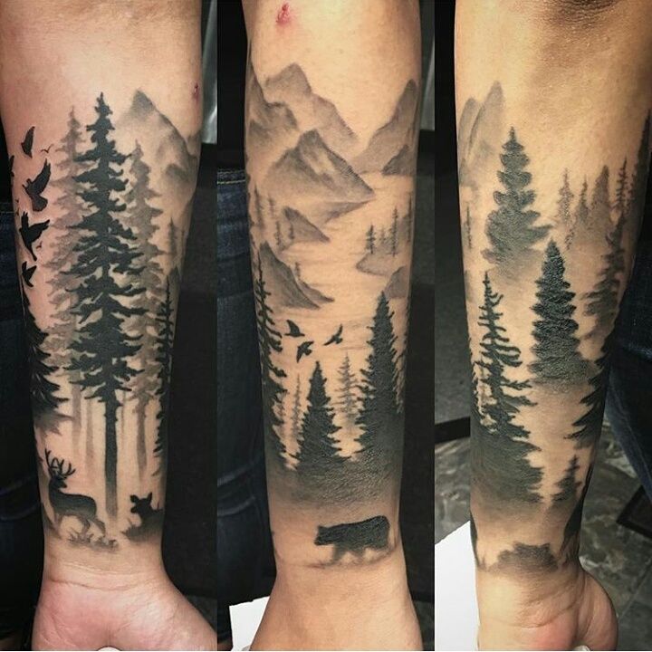 half arm forest tattoo