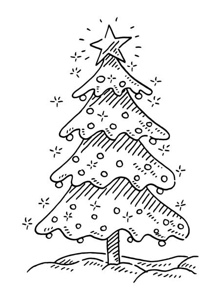 christmas tree clipart black and white