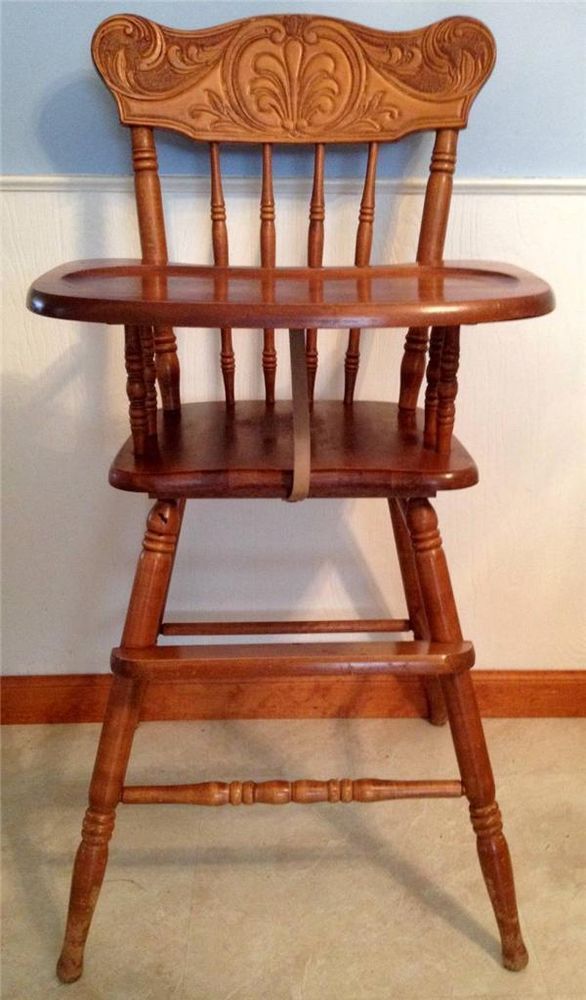 wooden antique high chair