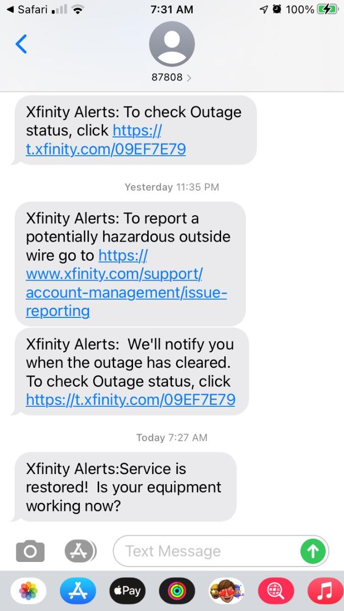 xfinity power outage