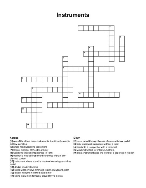 big wind instrument crossword