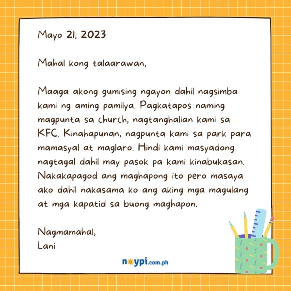 tagalog diary halimbawa