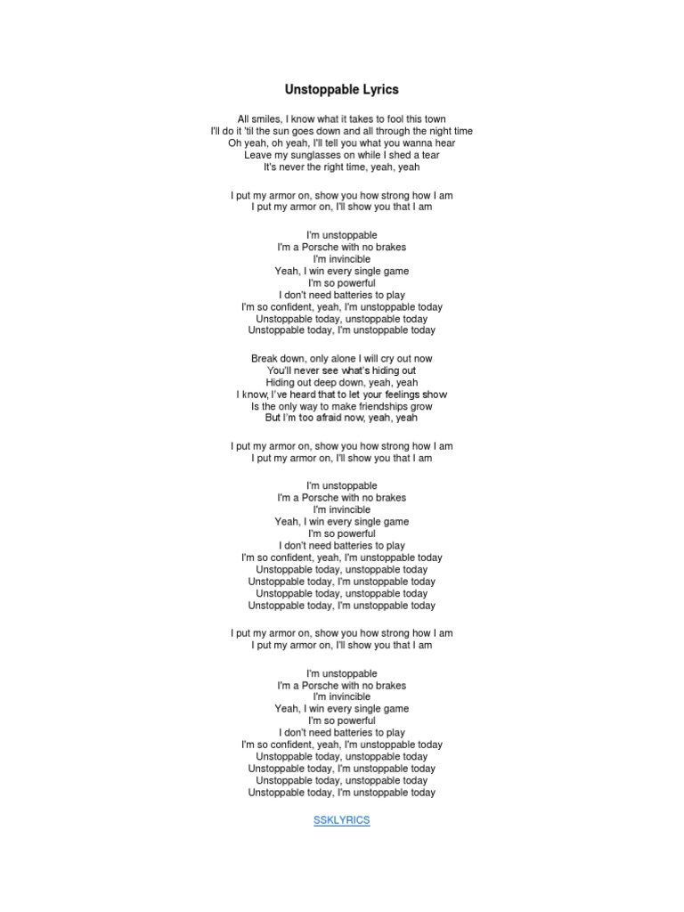 sia unstoppable lyrics