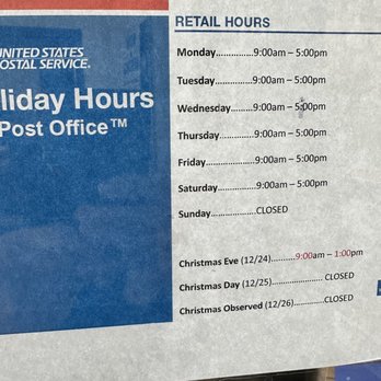 post office hours near me