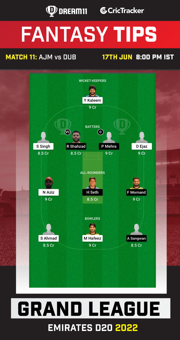 ajm vs dub dream11 prediction