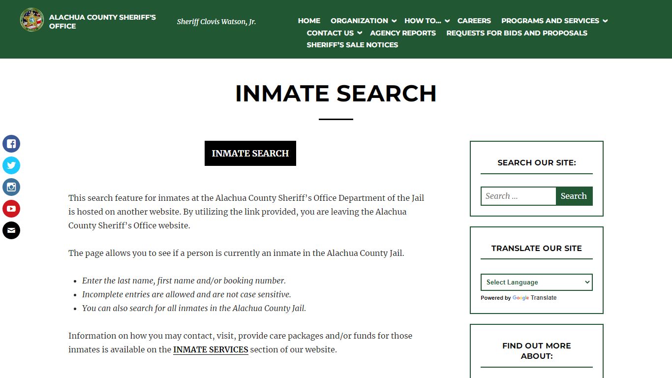 alachua inmate search