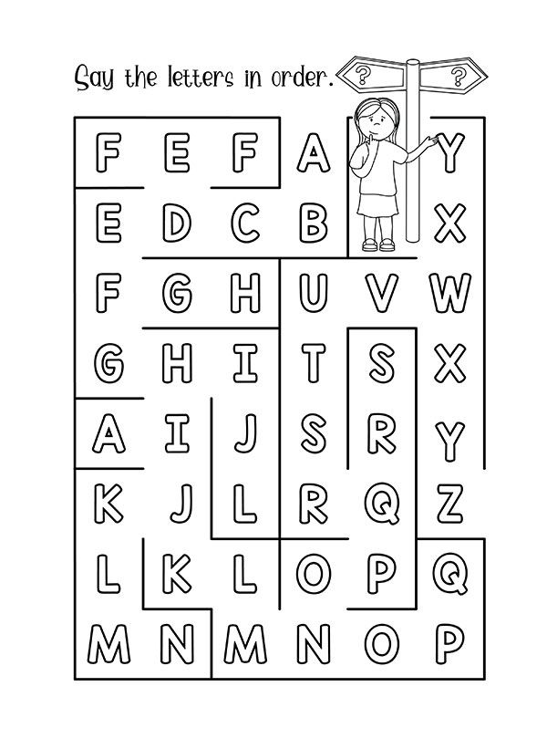 alphabet maze printable