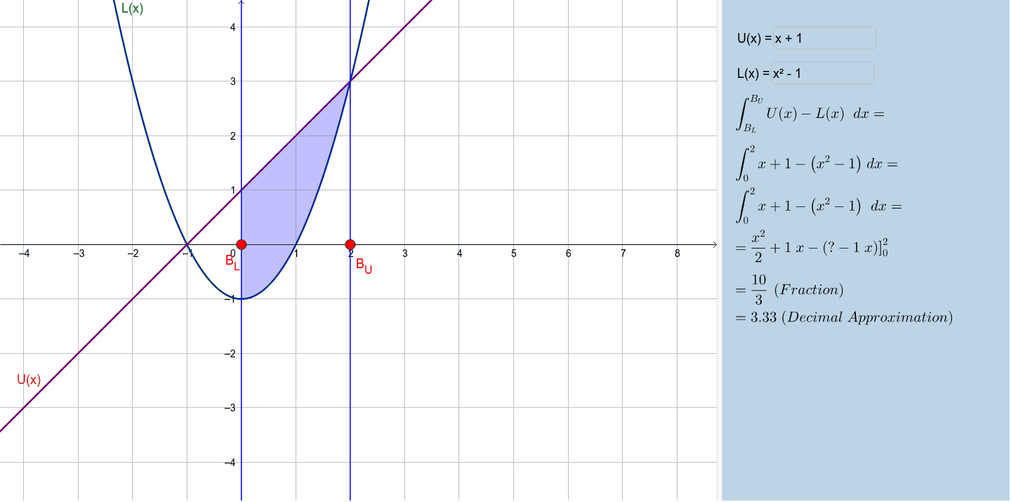 area between 2 curves calculator