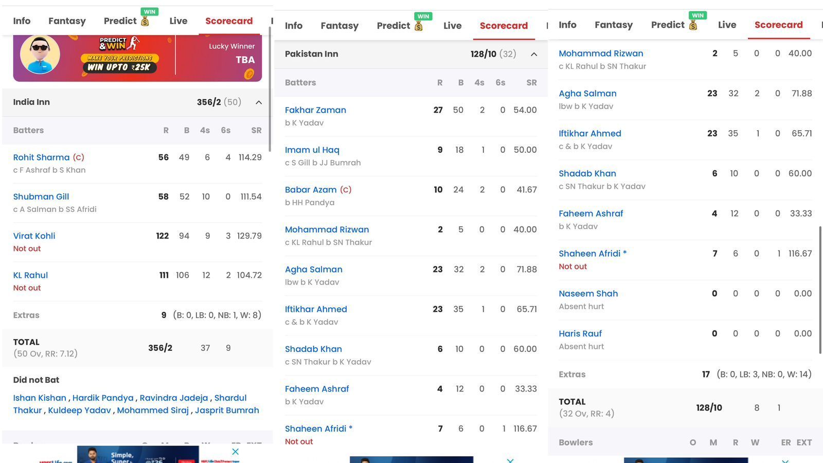 asia cup cricket scorecard