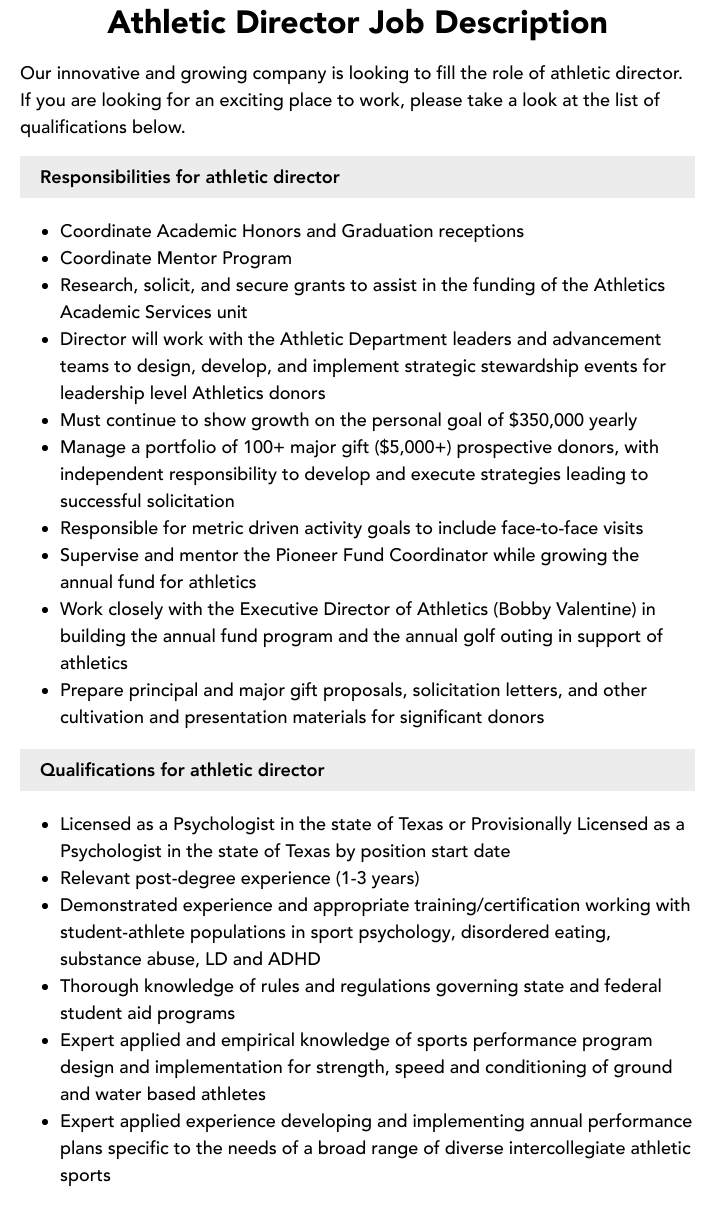 athletic director jobs