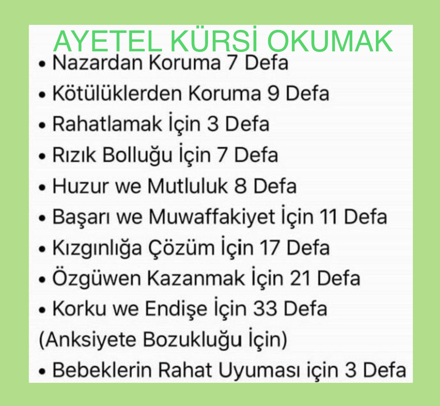 ayetel kürsi 7 kere