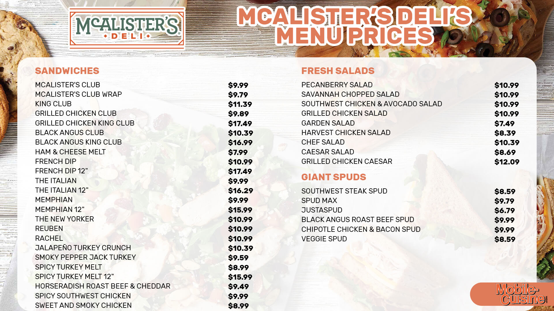 mcalisters deli menu