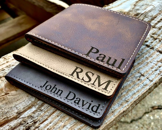 personalized leather wallet for him