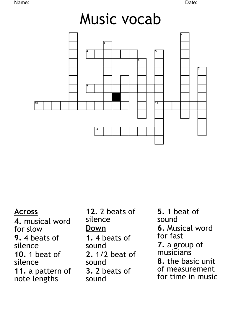 be silent in music crossword