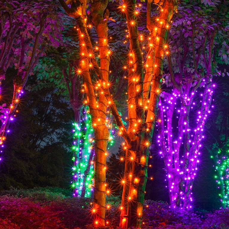 purple orange string lights