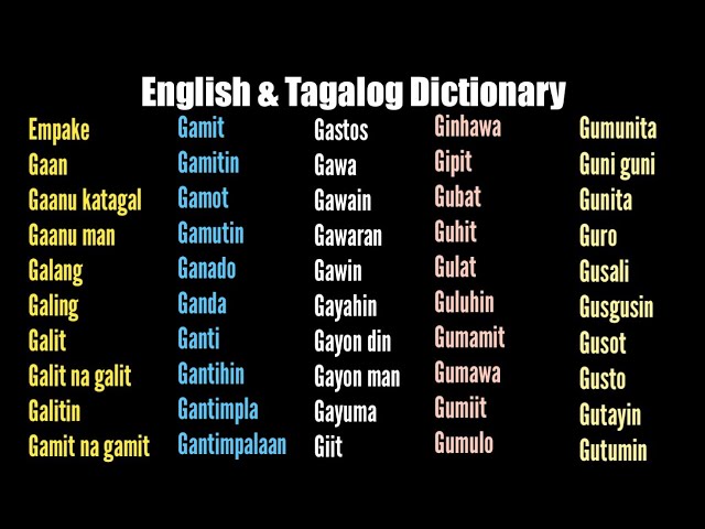 tagalog words that starts with letter e