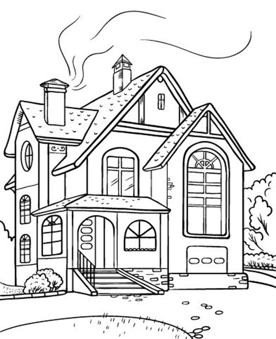 house coloring book pages