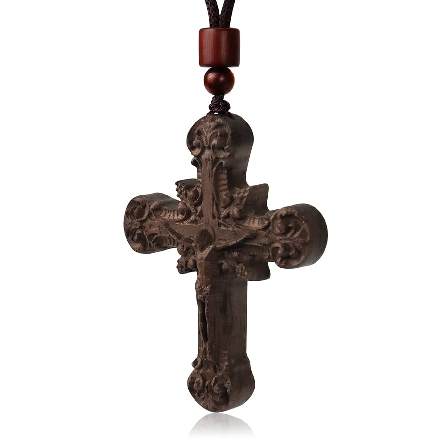 crucifix necklace wooden