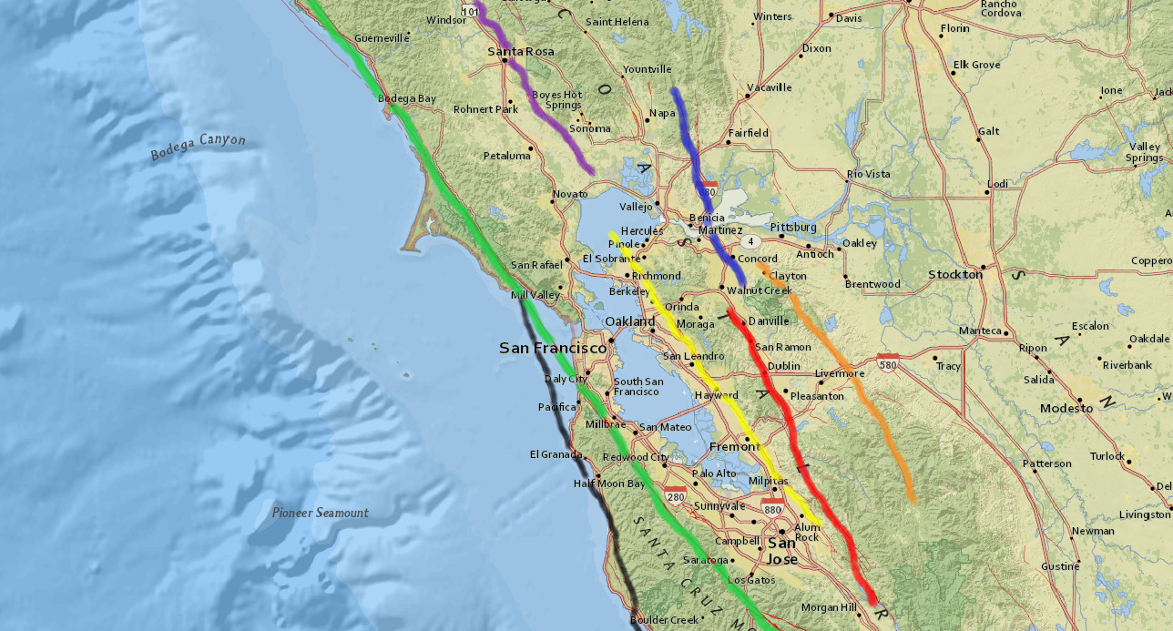 san francisco fault map