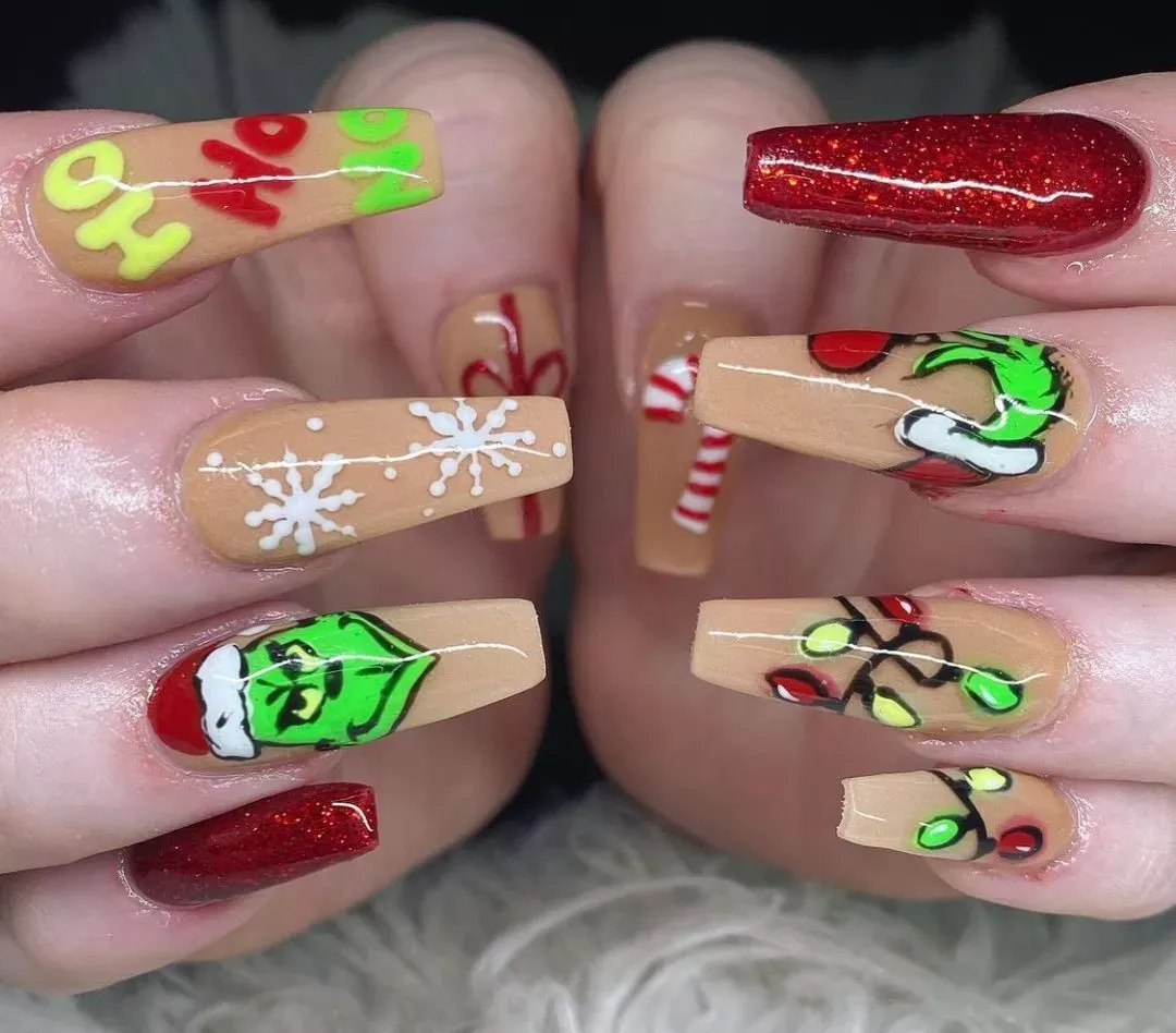 uñas navideñas grinch