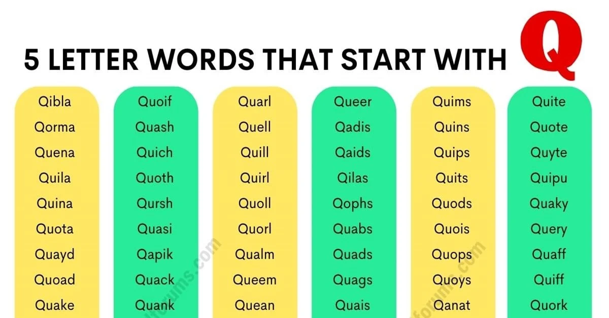 5 letter words with q u