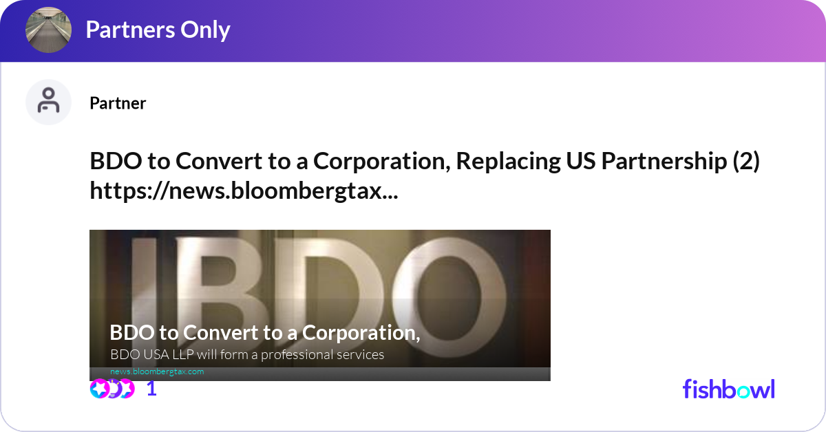 bdo converting to corporation