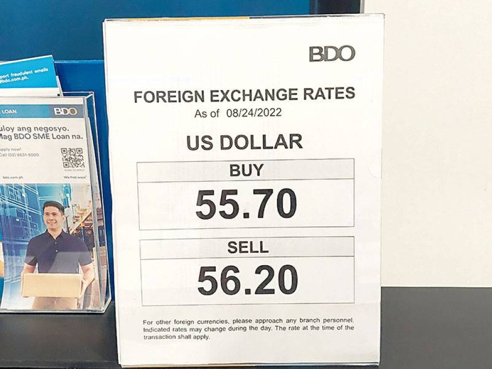 bdo exchange rate usd to php today