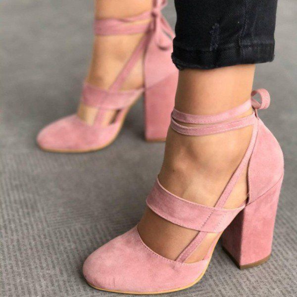 pink closed toe high heels