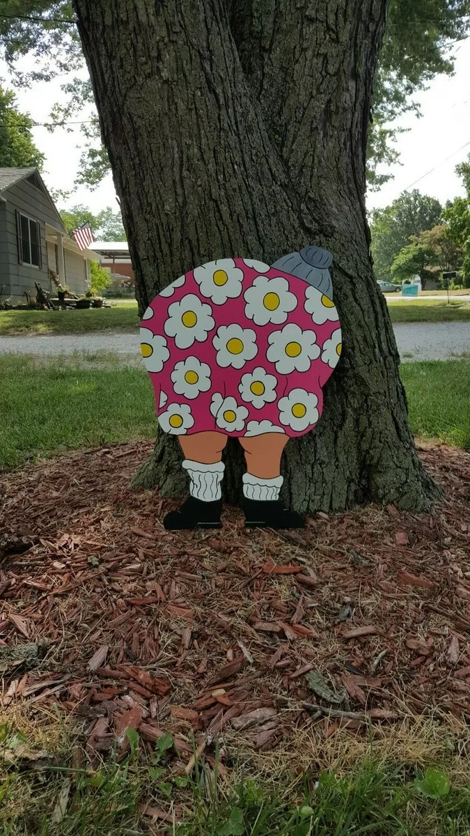 bent over lady lawn ornament