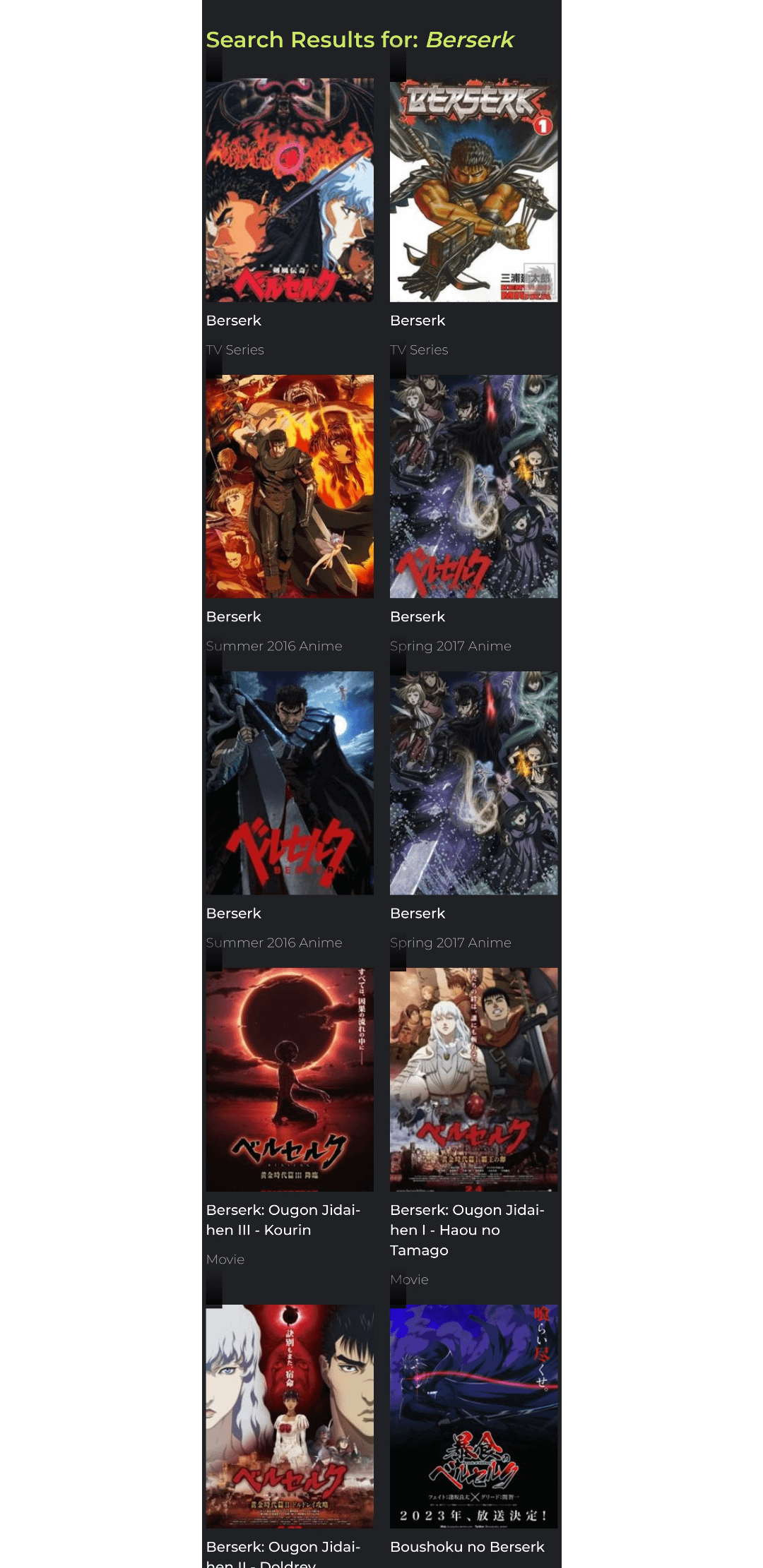 berserk chronological order