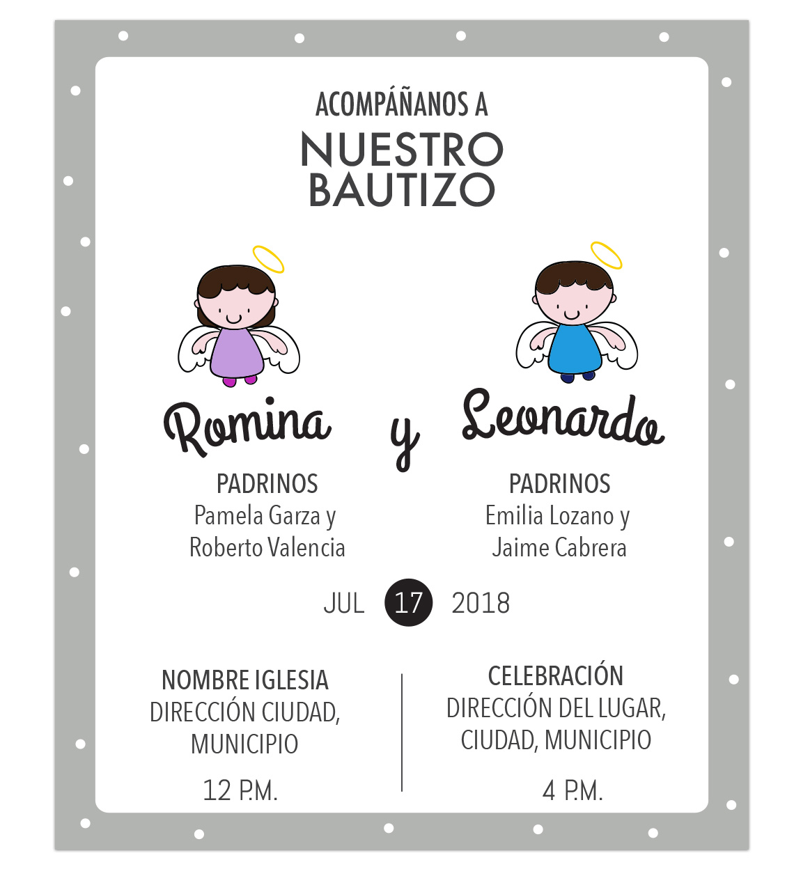 invitaciones dobles para bautizo y cumpleaños