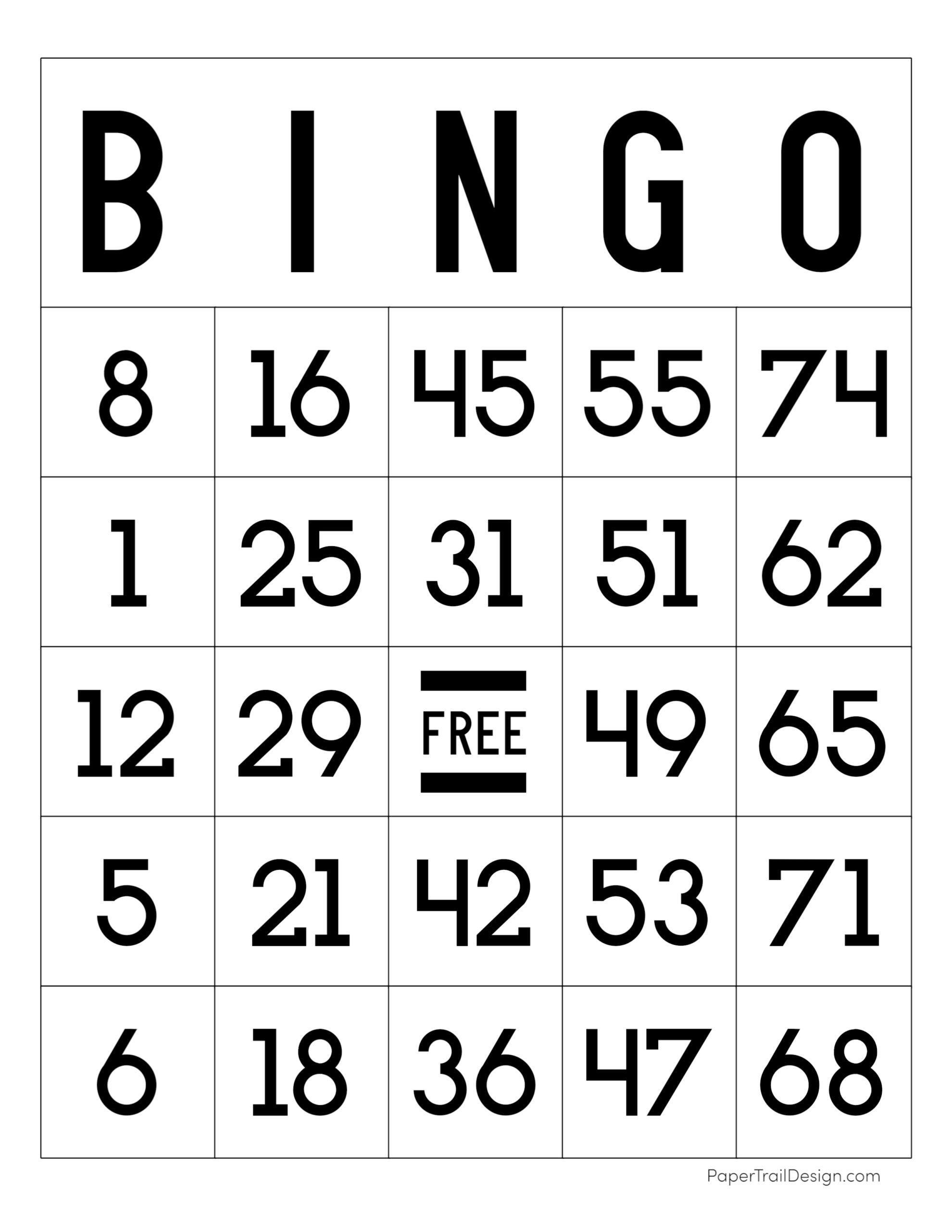 bingo game template free
