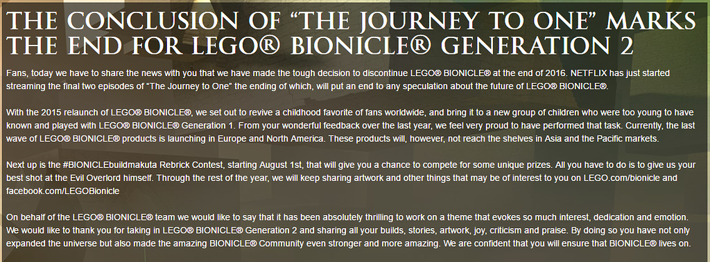 bionicle discontinued