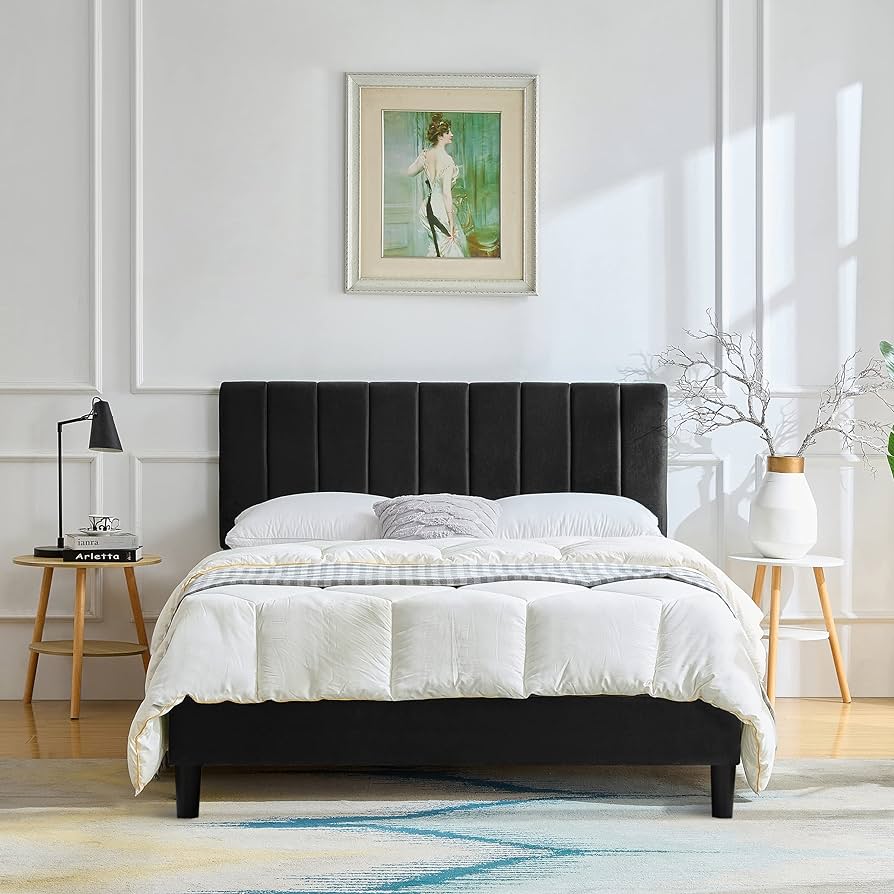 black soft bed frame