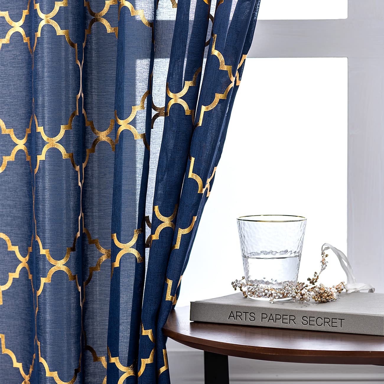 blue & gold curtains