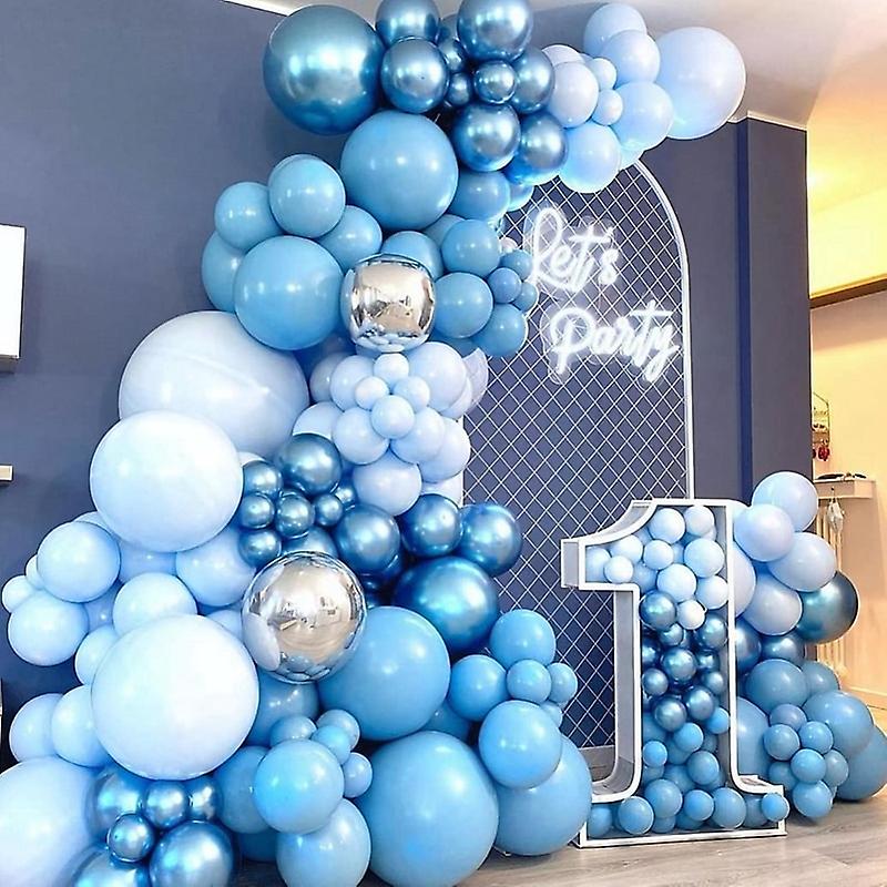 blue and silver balloon decorations