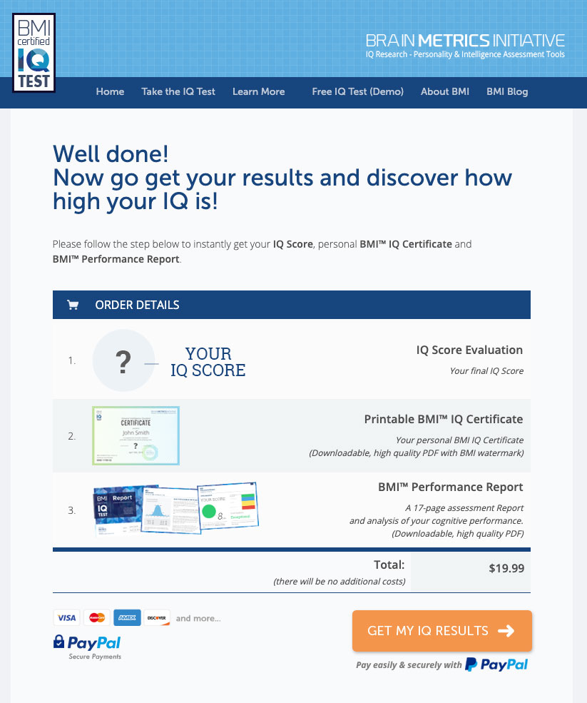 bmi iq test answers