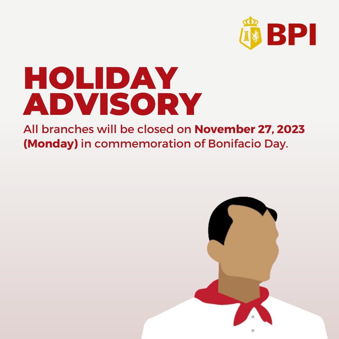 bpi branches open on holidays