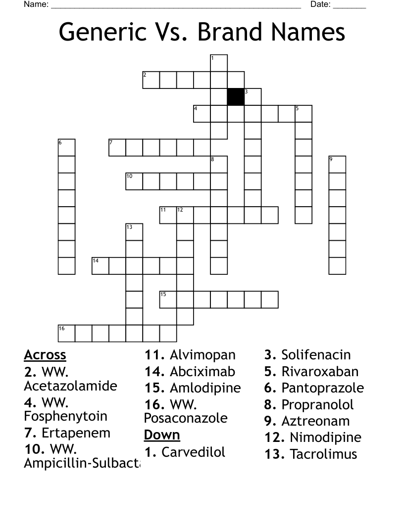 brand names crossword