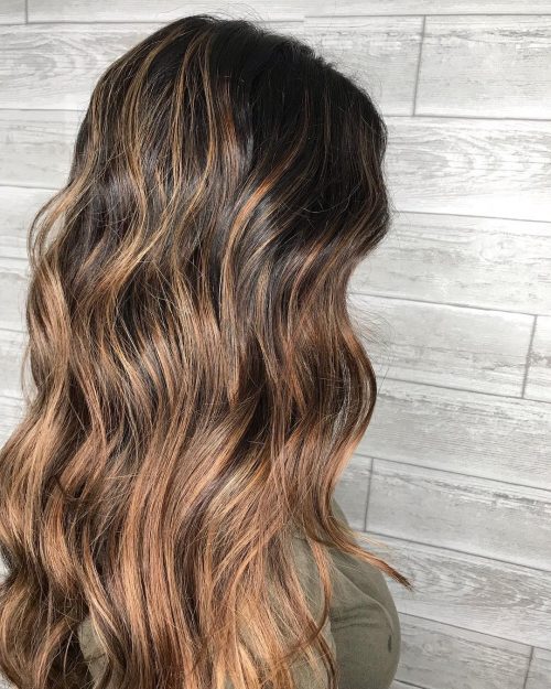 brown balayage on black hair