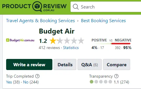 budgetair.com.au reviews