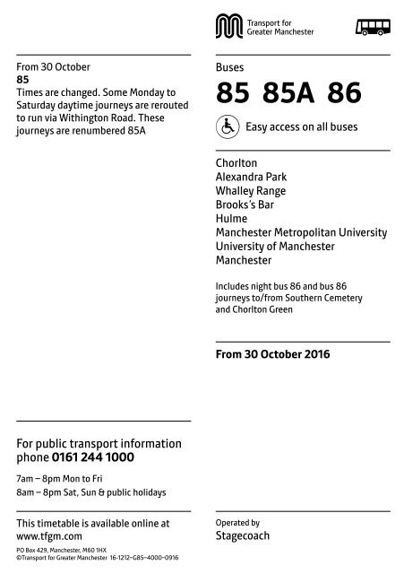 bus 85a schedule