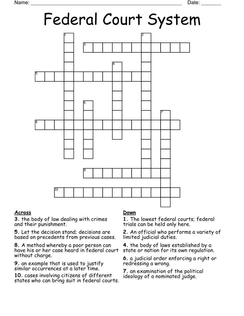 court official crossword