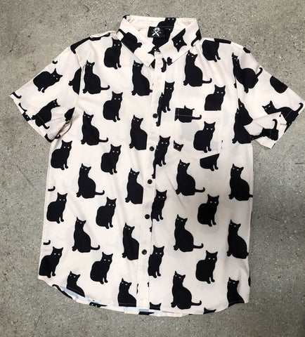 cat button up shirt mens